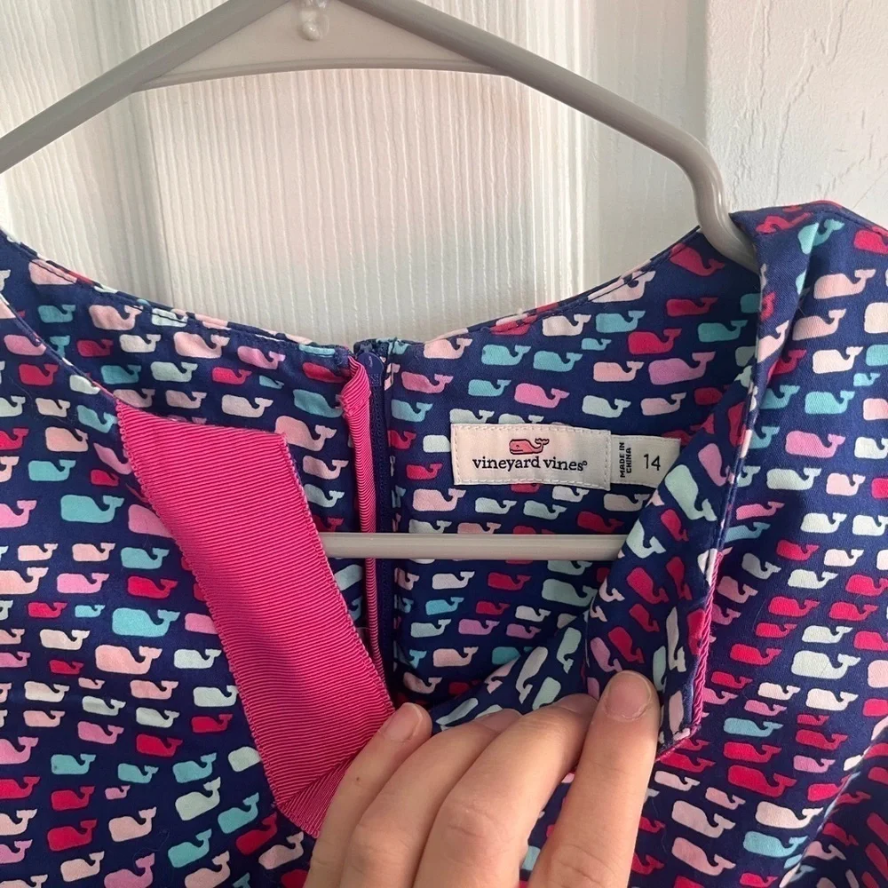 Vineyard Vines School of Whales Shift Dress Girls Size 14
